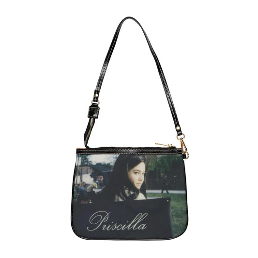 Priscilla Presley Coquette printed black shoulder bag with gold hardware
