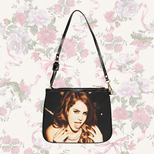 lana del rey handbag and shoulder bag with a black strap